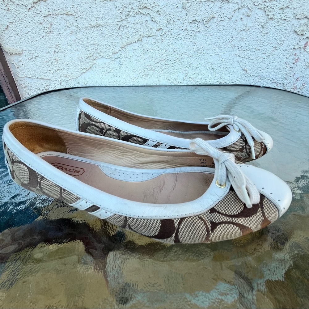 Coach White and Brown Flats